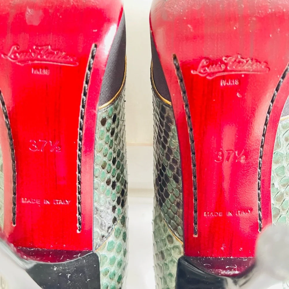 Louis Vuitton green python Mary Jane heels 37.5
